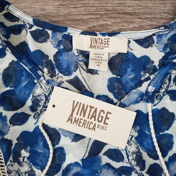 Vintage America Blue and Pink Floral Blouse - Picture 8 of 12